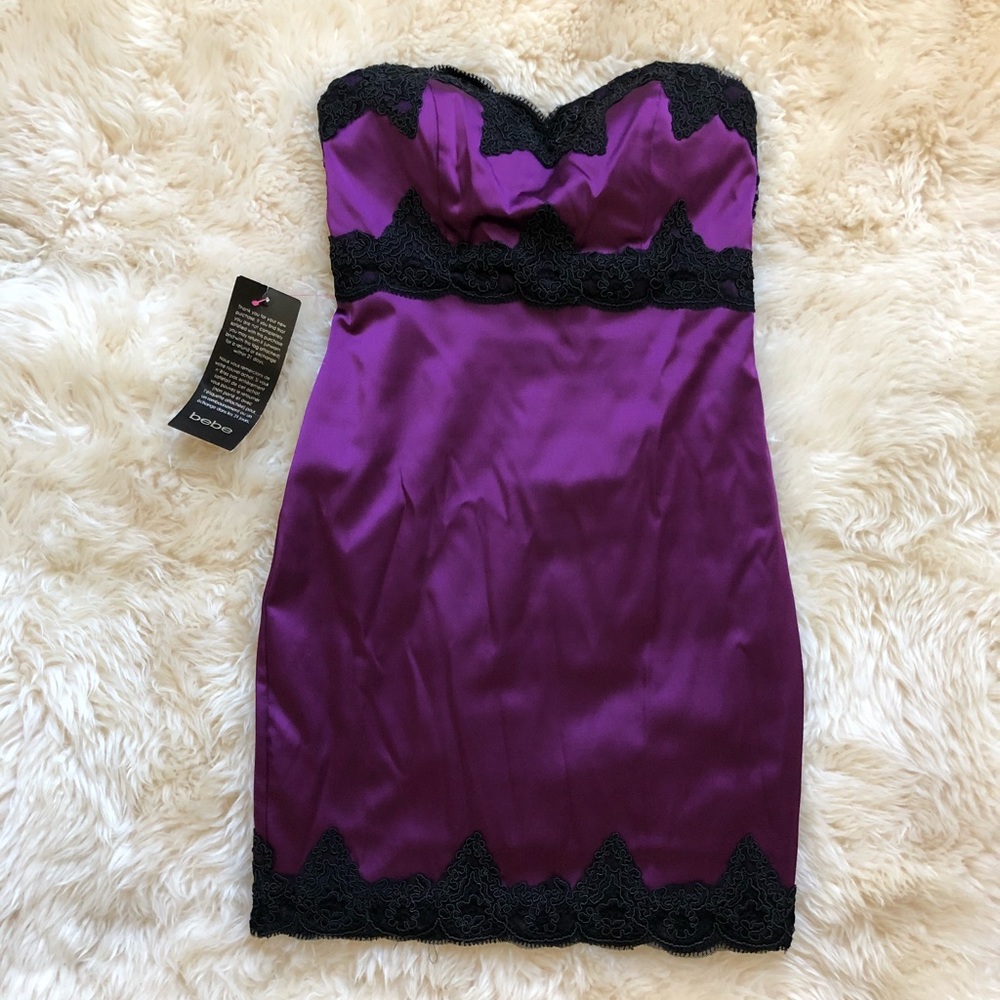 Purple and black lace party dress